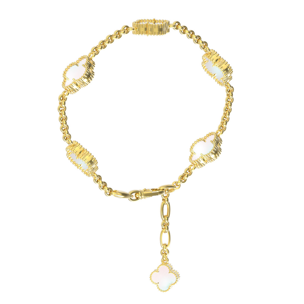 Браслет из лимонного золота c перламутром