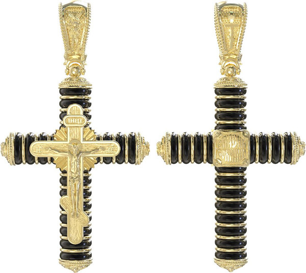 Крест из лимонного золота c ониксом