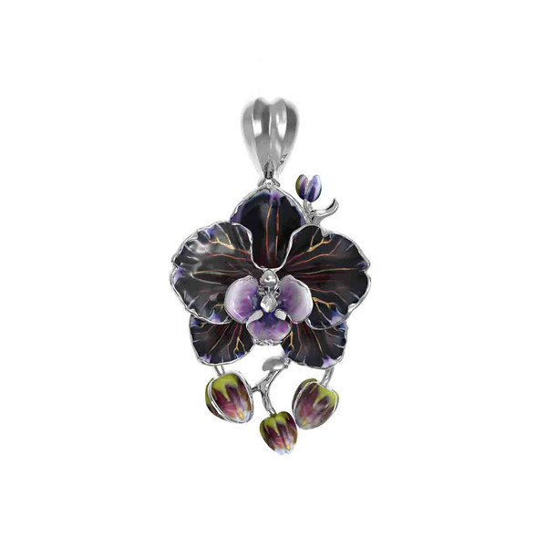 Подвеска из белого золота c эмалью