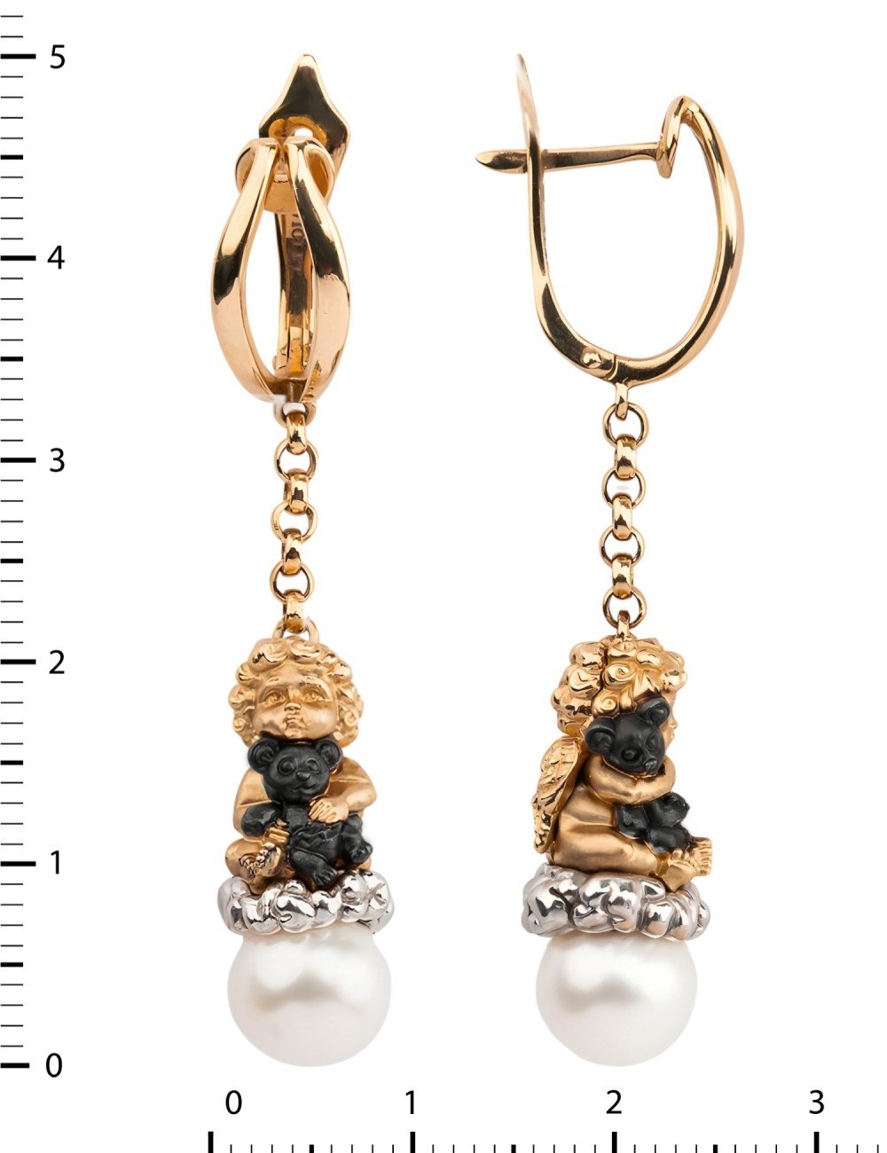 Серьги из золота 585 пробы c жемчугом