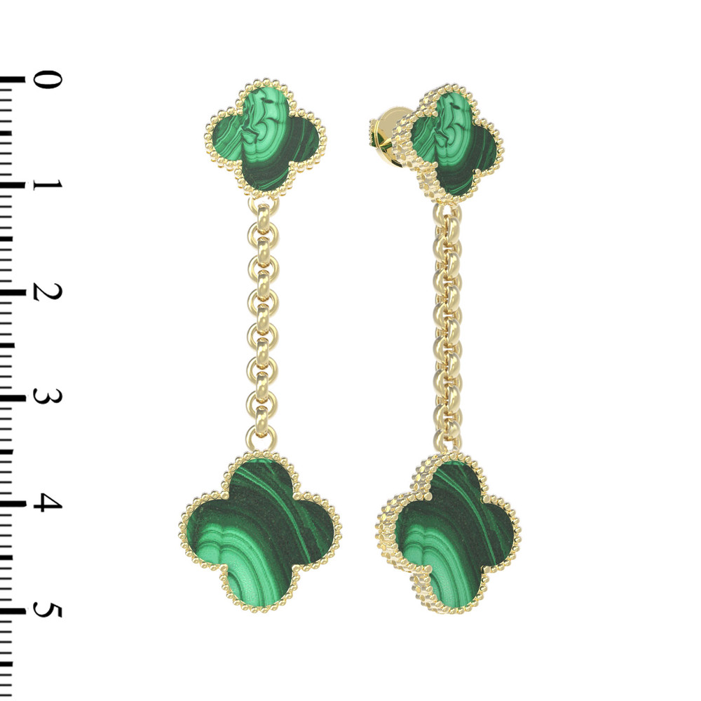 Серьги из лимонного золота c малахитом