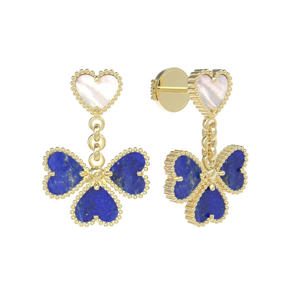 Серьги из лимонного золота c лазуритом и перламутром