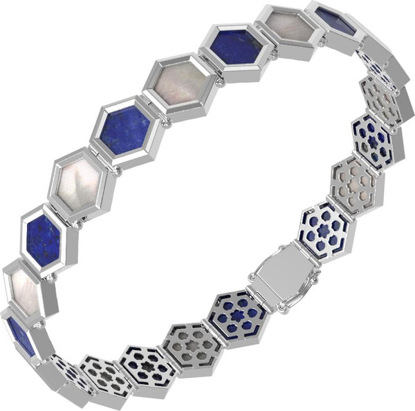 Браслет из белого золота c лазуритом и перламутром