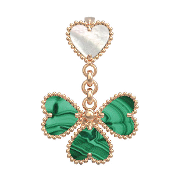 Подвеска из золота c малахитом и перламутром
