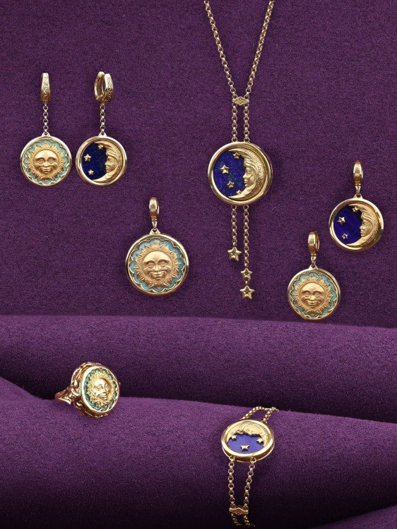 Подвеска из лимонного золота c бирюзой и лазуритом