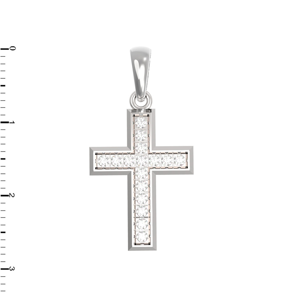 Крест из белого золота c бриллиантами