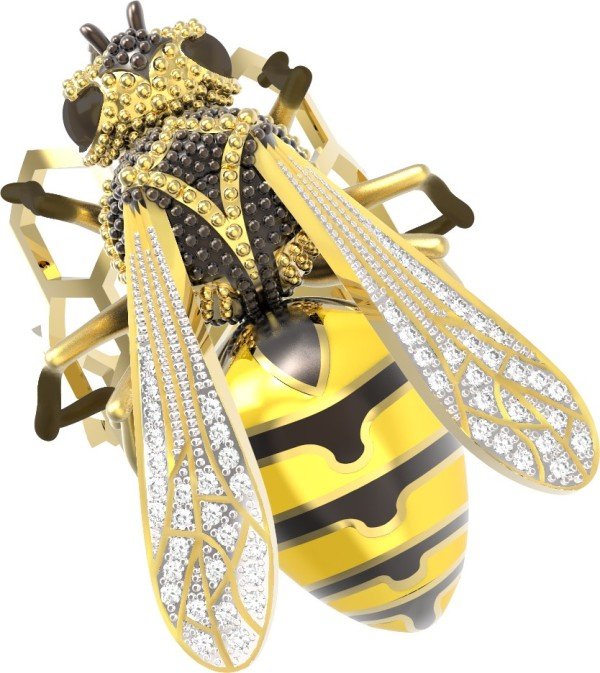 Кольцо из лимонного золота c эмалью и бриллиантами