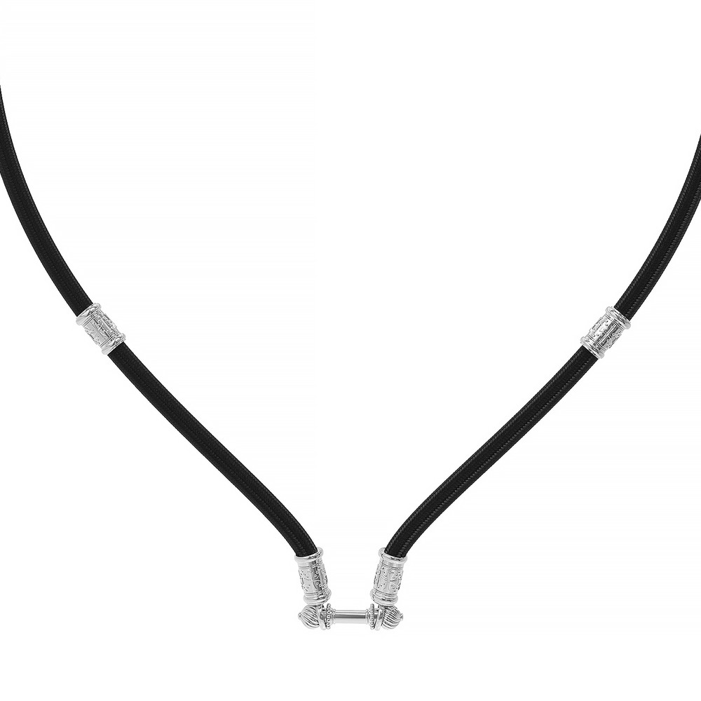 Шнурок шёлковый из белого золота c шёлковым шнурком