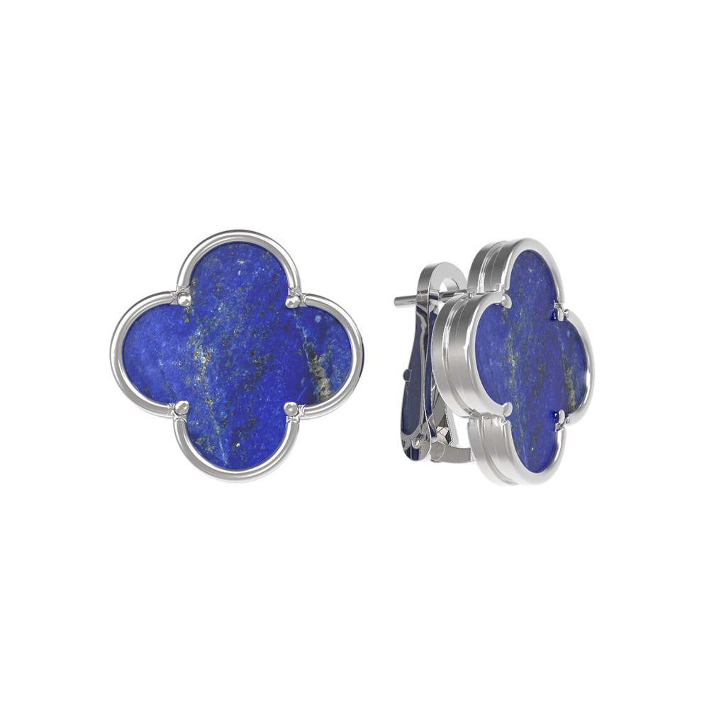 Серьги из белого золота c лазуритом