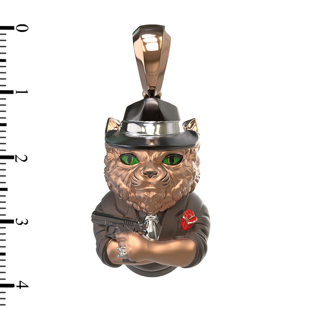 Подвеска из золота c эмалью, бриллиантами и рубином