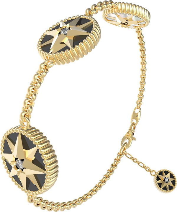 Браслет из лимонного золота c фианитом, ониксом и перламутром