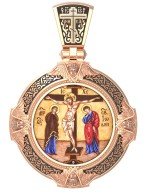 Образок из золота 585 пробы c эмалью и иконописью