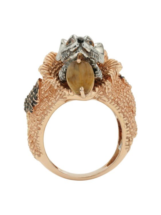 Кольцо из золота c эмалью и янтарём