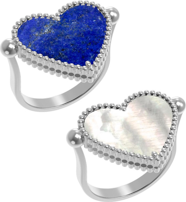 Кольцо из белого золота c лазуритом и перламутром