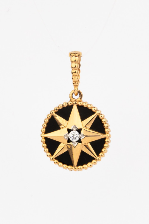 Подвеска из золота c фианитом, ониксом и перламутром