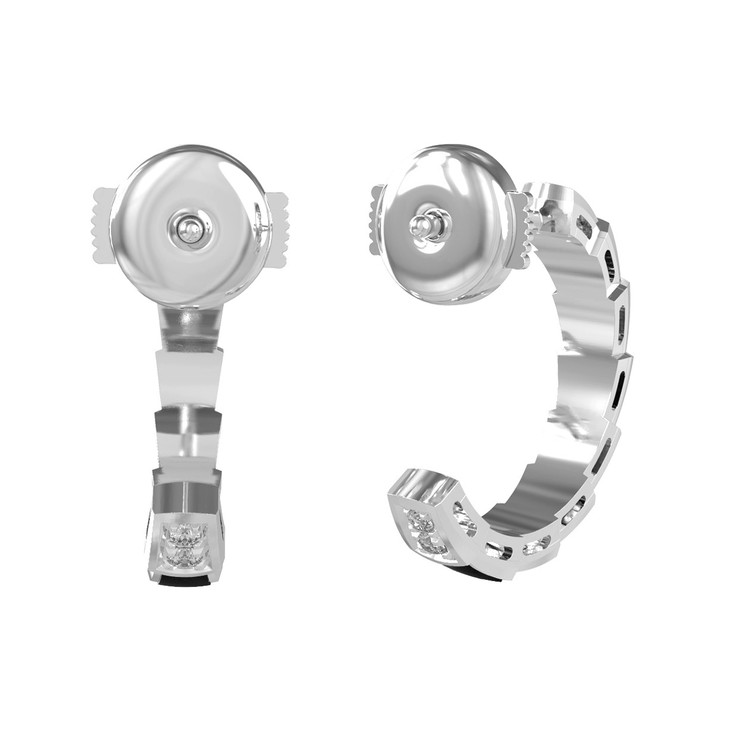 Серьги из белого золота c бриллиантами и ониксом