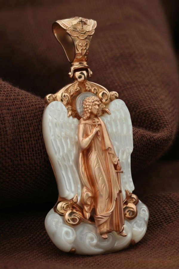 Образок из золота 585 пробы c перламутром