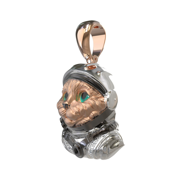 Подвеска из золота c эмалью, бриллиантами и рубином