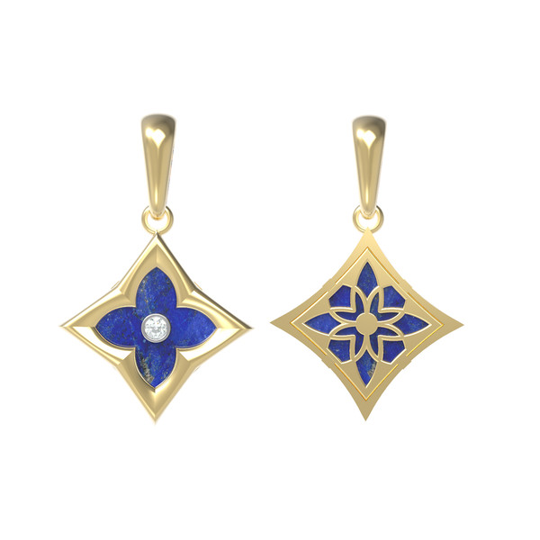 Подвеска из лимонного золота c бриллиантами и лазуритом