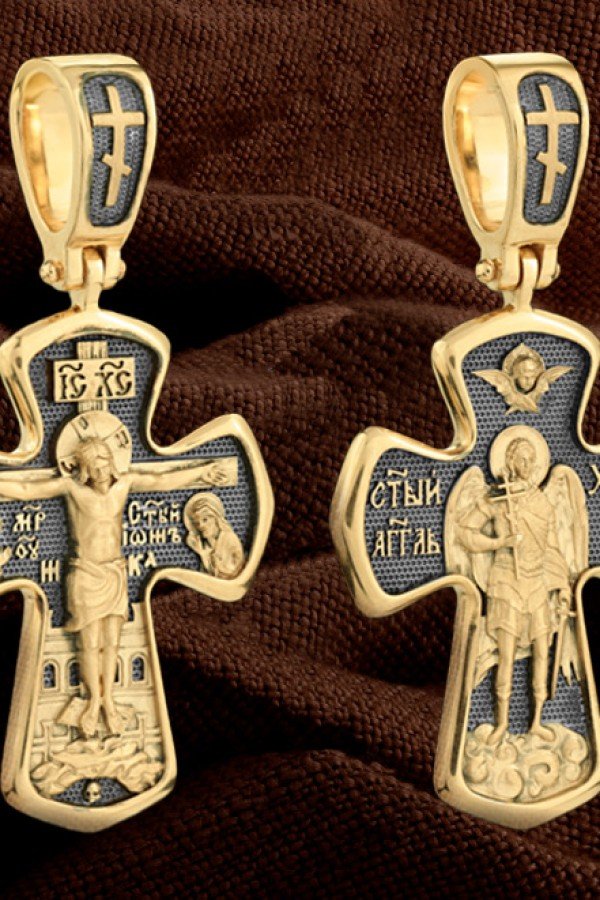 Крест из лимонного золота 585 пробы