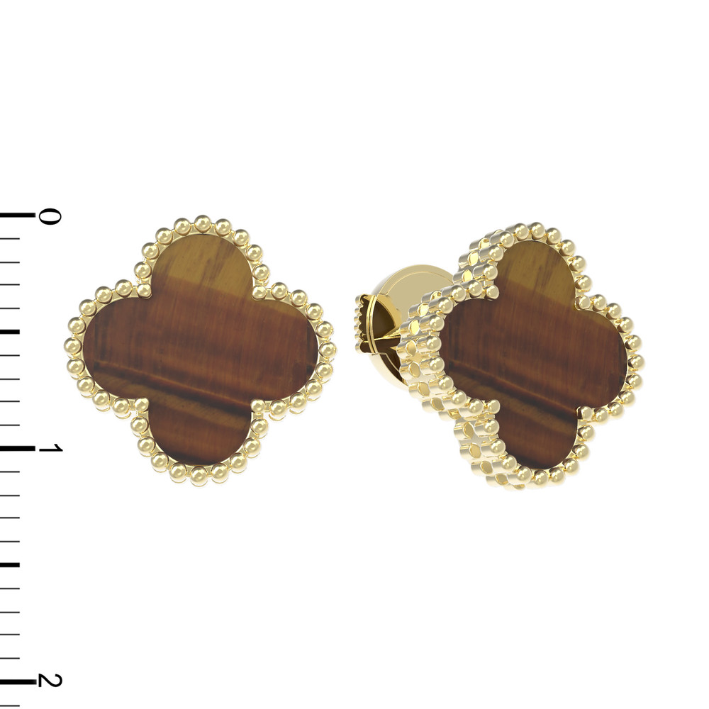 Серьги из лимонного золота c тигровым глазом