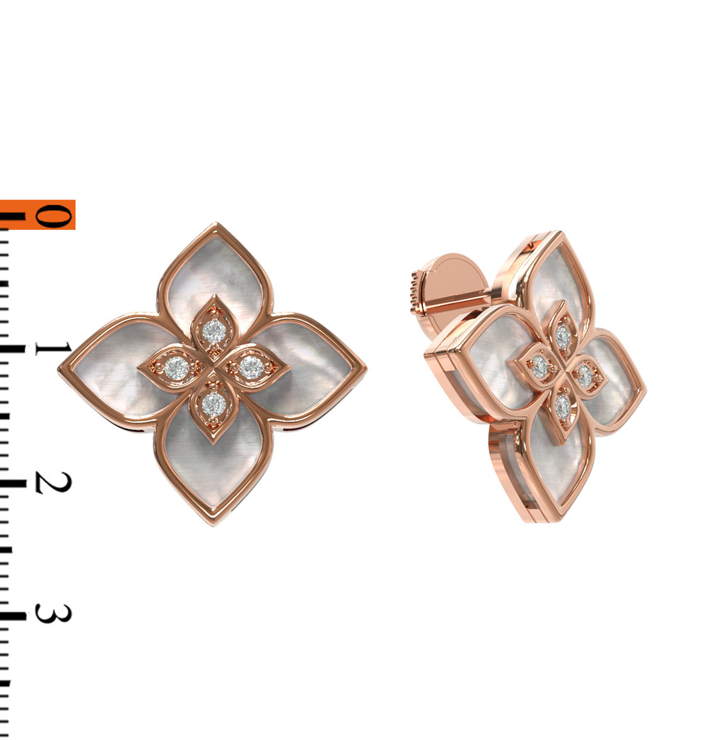 Серьги из золота c бриллиантами и перламутром