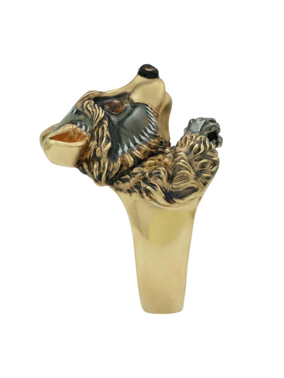 Кольцо из лимонного золота c эмалью