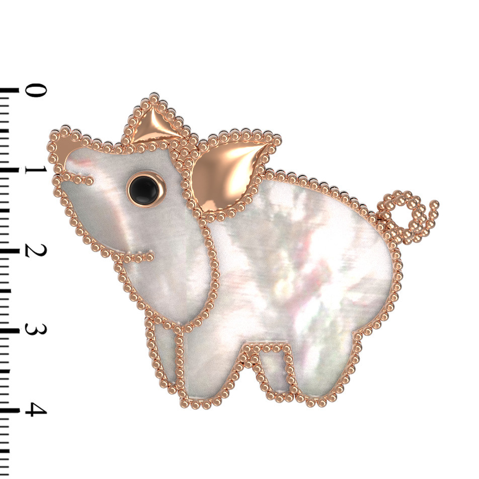 Брошь из золота c эмалью и перламутром