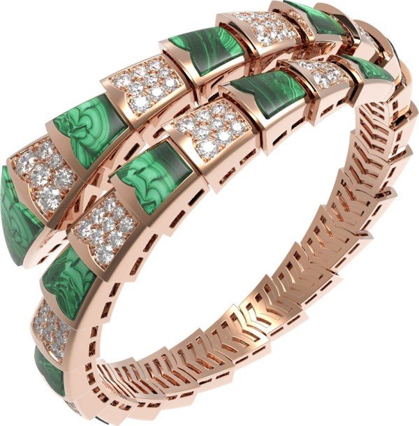 Браслет из золота 585 пробы c бриллиантами и малахитом