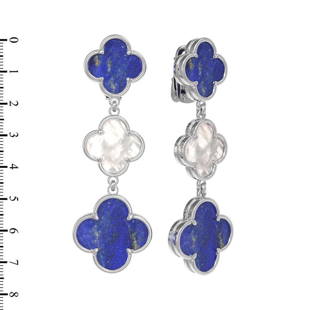 Серьги из белого золота c лазуритом и перламутром