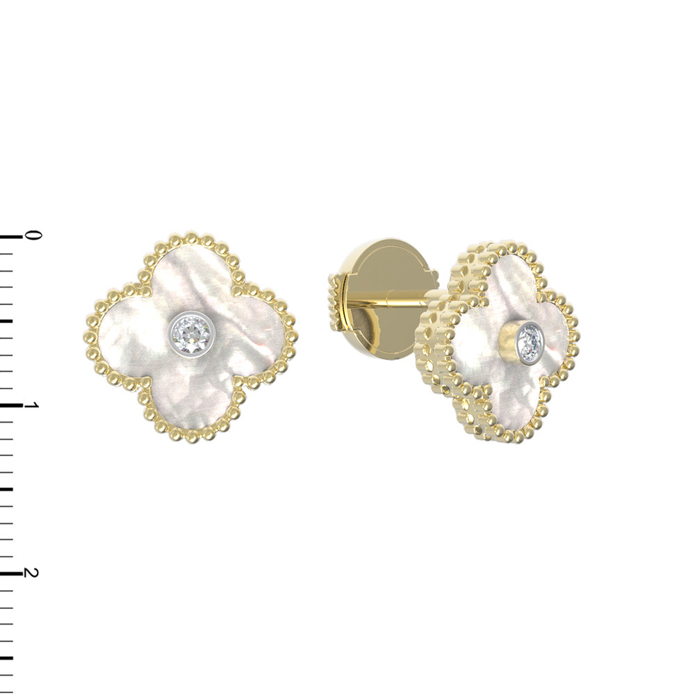 Серьги из лимонного золота c бриллиантами и перламутром
