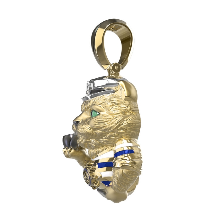 Подвеска из лимонного золота c эмалью, бриллиантами и рубином