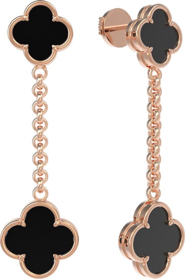 Серьги из золота c ониксом