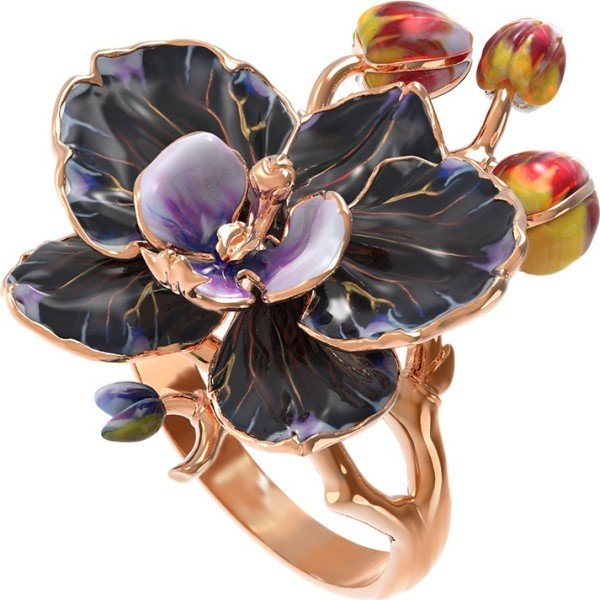 Кольцо из золота c эмалью