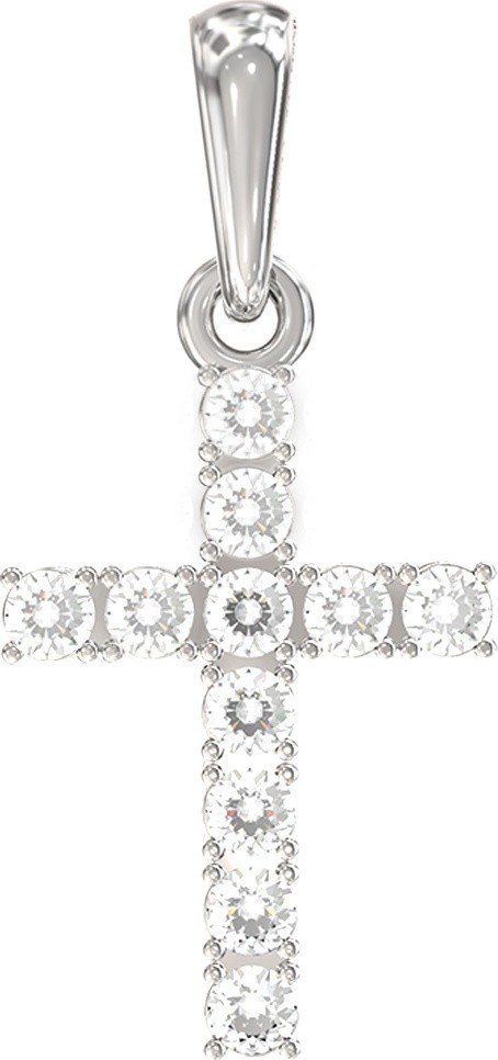 Крест из белого золота c бриллиантами