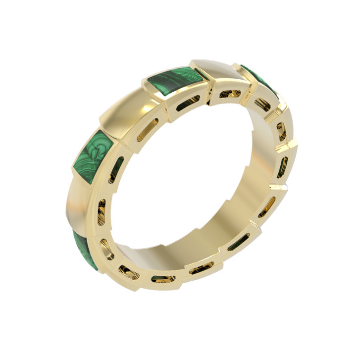 Кольцо из лимонного золота c малахитом
