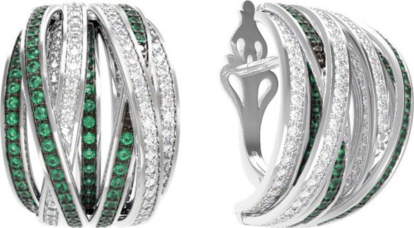 Серьги из белого золота c фианитом