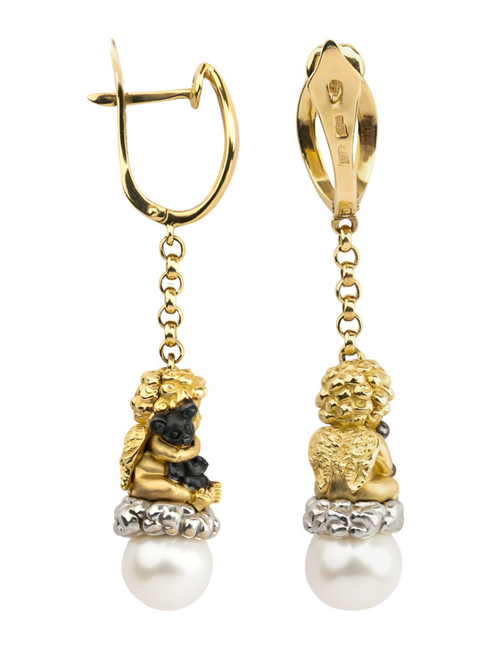 Серьги из лимонного золота c жемчугом