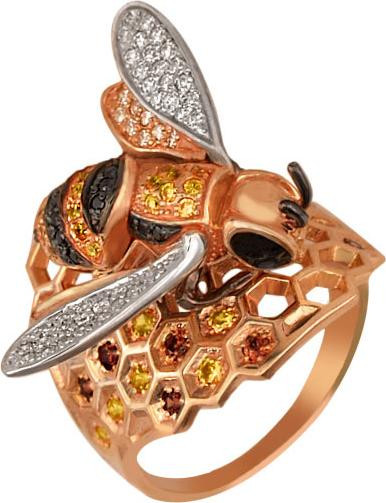 Кольцо из золота c эмалью и фианитом