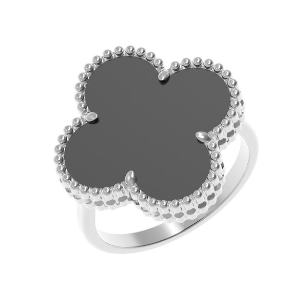 Кольцо из белого золота c ониксом