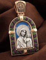 Образок из золота 585 пробы c эмалью