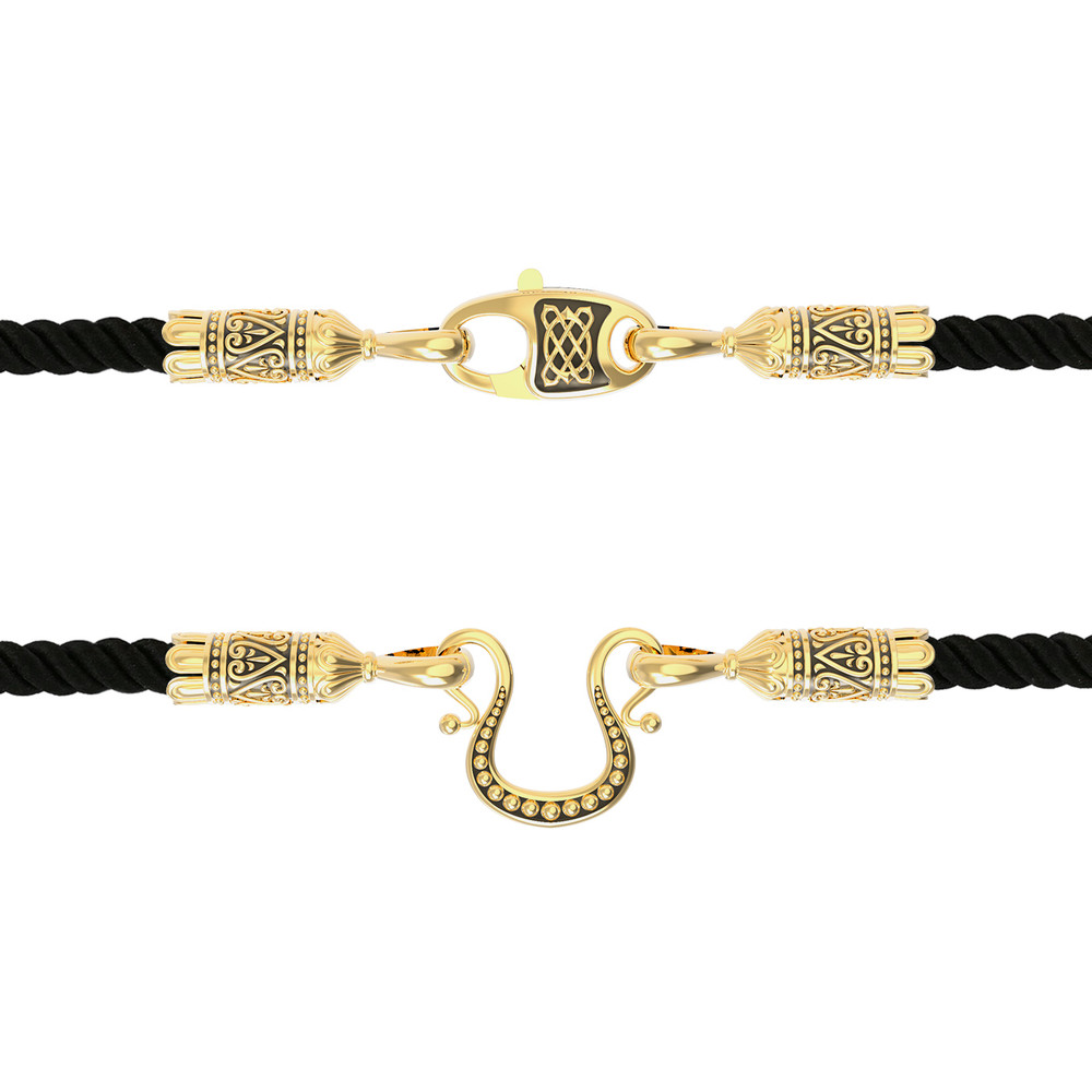 Шнурок шёлковый из лимонного золота c шёлковым шнурком