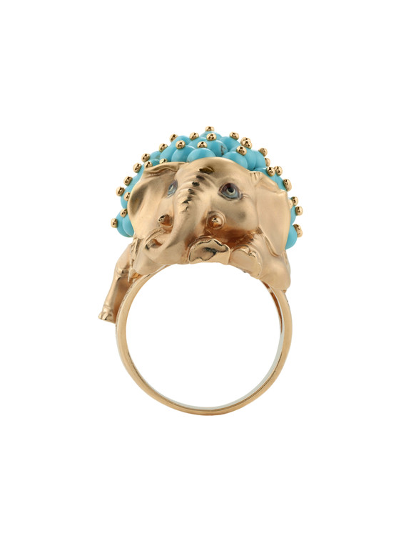 Кольцо из золота c эмалью и бирюзой