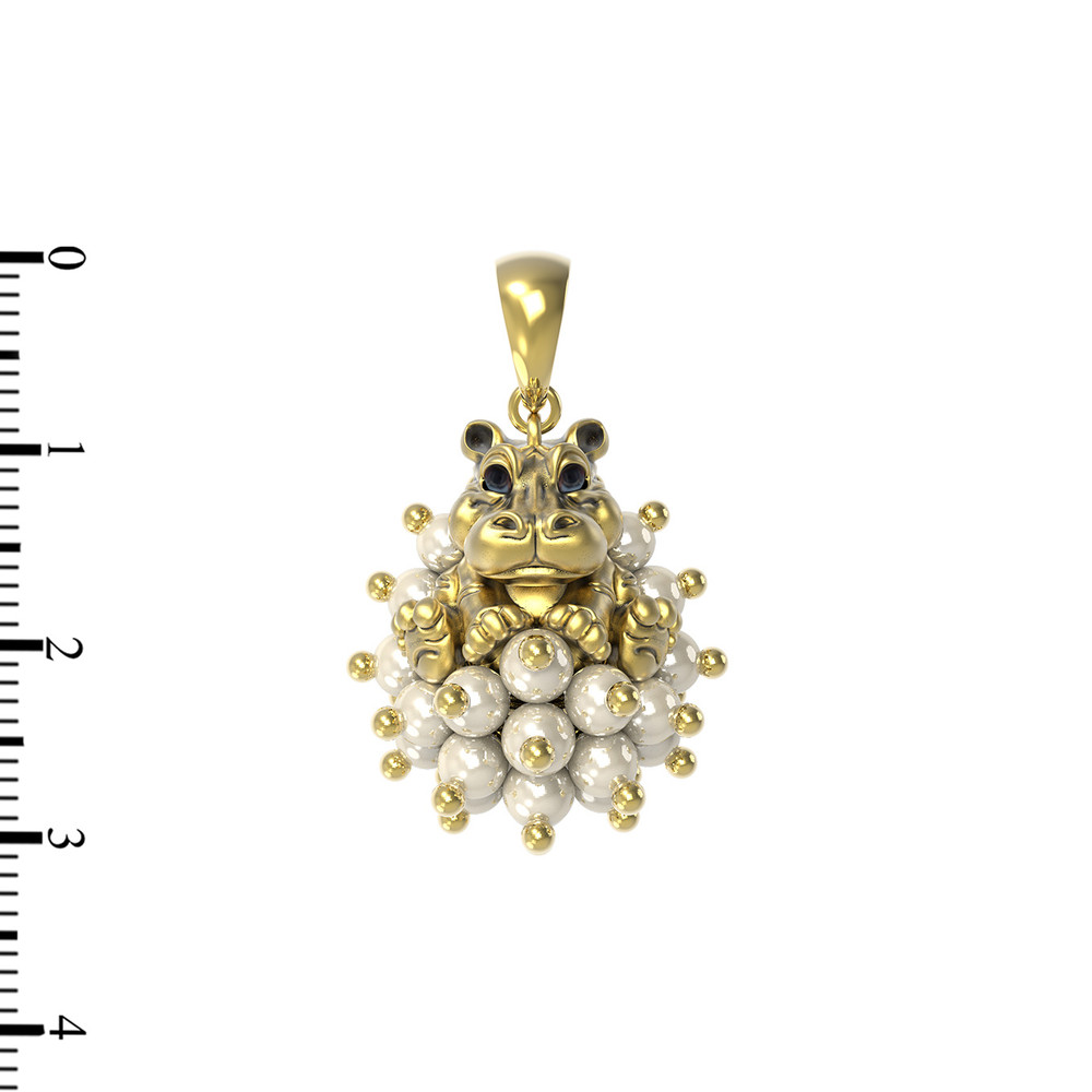 Подвеска из лимонного золота c эмалью и жемчугом