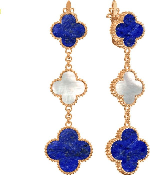 Серьги из золота c лазуритом и перламутром