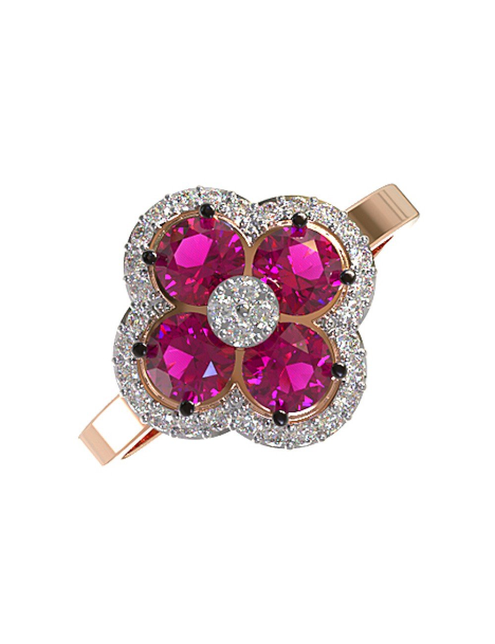 Кольцо из золота 585 пробы c бриллиантами и рубином