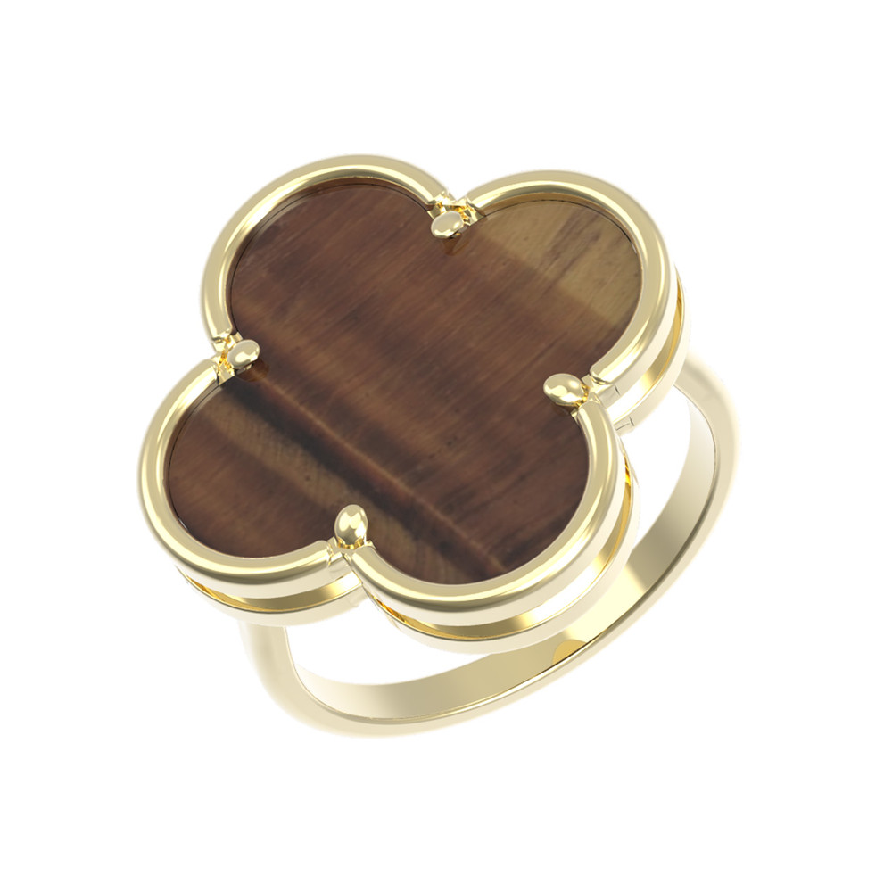 Кольцо из лимонного золота c тигровым глазом