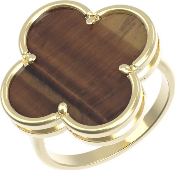 Кольцо из лимонного золота c тигровым глазом