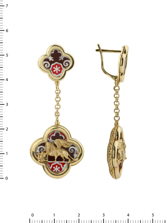 Серьги из лимонного золота c эмалью и перламутром