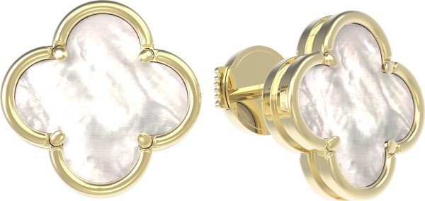 Серьги из лимонного золота 585 пробы c перламутром